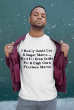 Load image into Gallery viewer, I Really Could Use A Sugar Mama... Hell I&#39;ll Even Settle For A High Corn Fructose Mama Black Font Unisex Classic T-Shirt
