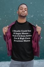 Load image into Gallery viewer, I Really Could Use A Sugar Mama... Hell I&#39;ll Even Settle For A High Corn Fructose Mama White Font Unisex Classic T-Shirt
