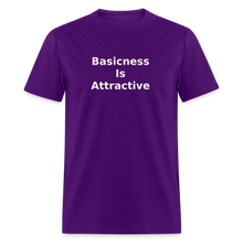 Load image into Gallery viewer, Basicness Is Attractive White Font Unisex Classic T-Shirt - purple
