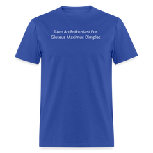Load image into Gallery viewer, I Am An Enthusiast For Gluteus Maximus Dimples White Font Unisex Classic T-Shirt - royal blue
