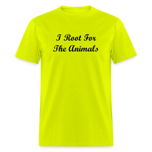 Load image into Gallery viewer, I Root For The Animals Black Font Unisex Classic T-Shirt - safety green
