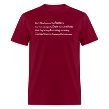 Load image into Gallery viewer, Love Funds White Font Unisex Classic T-Shirt - burgundy

