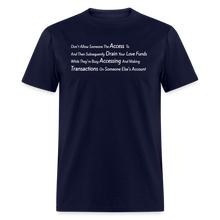 Load image into Gallery viewer, Love Funds White Font Unisex Classic T-Shirt - navy
