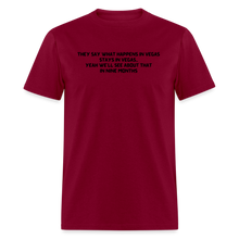 Load image into Gallery viewer, What Happens In Vegas Nine Months Later Black Font Unisex Classic T-Shirt - burgundy
