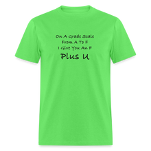 Load image into Gallery viewer, On A Grade Scale From A To F I Give An F Plus U Black Font Unisex Classic T-Shirt - kiwi
